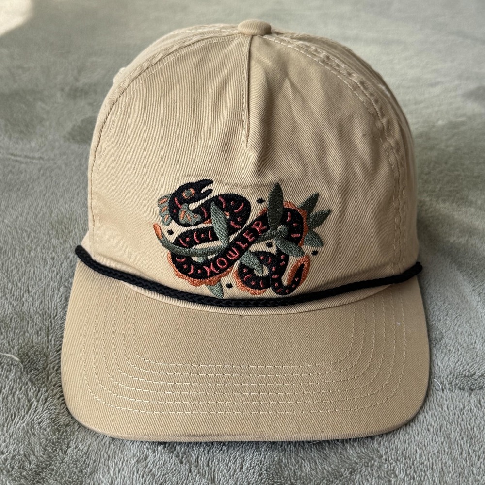 Howler Brothers Hat Cap Snap Back Mens One Size Beige Snake Rope Baseball